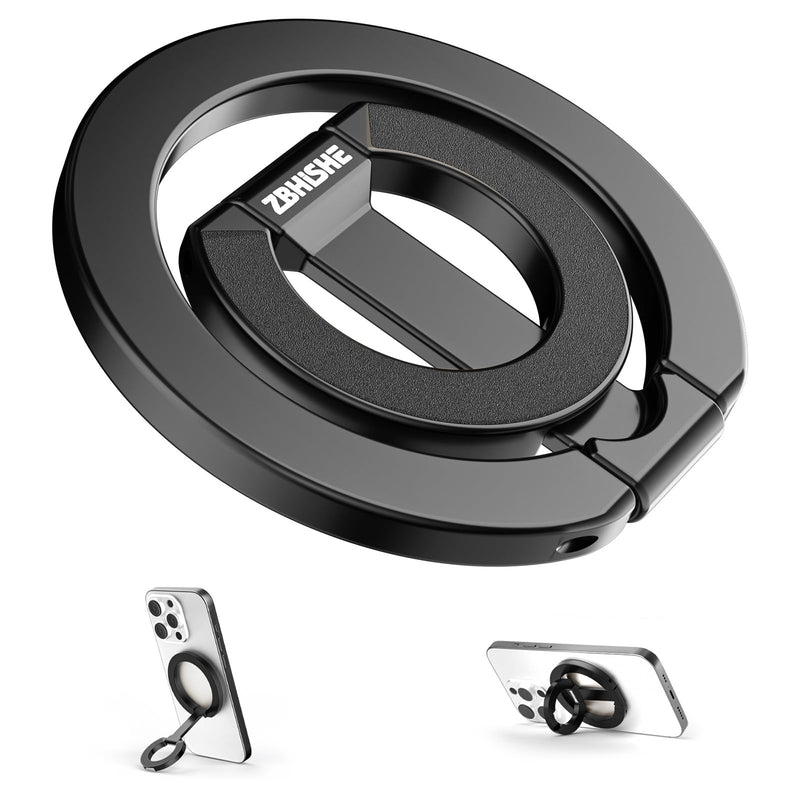 Magnetic Phone Ring for MagSafe Dual-Sided Magnetic Phone Grip Magnet Phone Stand Grip Compatible with iPhone 17/16/15/14/13 Pro Max Plus Mag Safe Accessory for Car Mounts Black