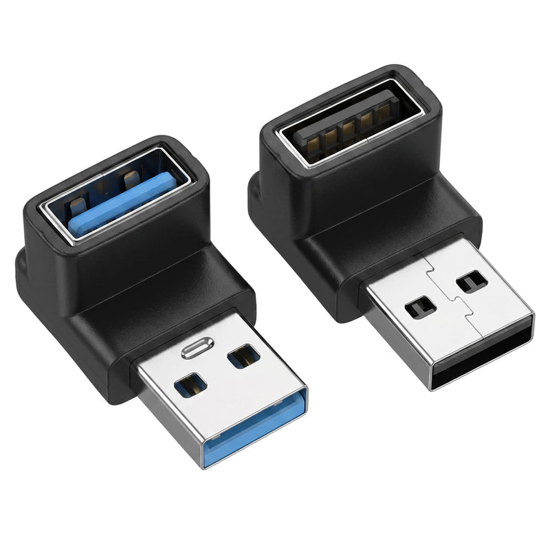 2Pcs 90 Degree USB 3.1 Adapter Right Angle USB A Male to Female Up and Down | USB Coupler Adapters OTG Connector 10Gbps Data Transfer for Laptop Mouse Keyboard USB A Charger