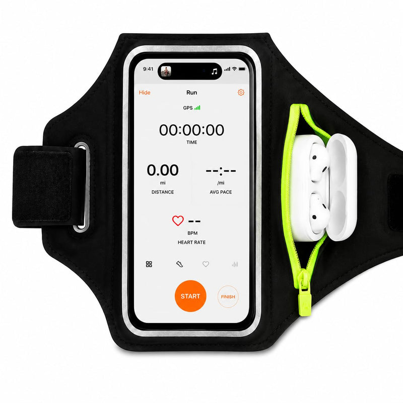 Running Armband Phone Holder with Earphone Bag, Sweatproof Sports Arm Band | for iPhone 17 16 15 14 13 Pro Max, Galaxy S25/S10, Cell Phone Holder with Key Pocket for Running Gym Workout, Fit Up to 6.8"