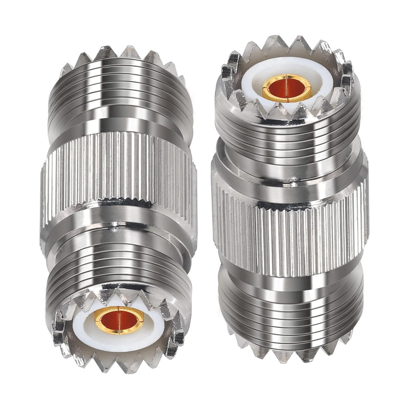 2 Pack PL259 UHF Coax Adapter, SO239 Female to Female Coaxial Connector, RF Gender Changer for CB Radio, Antenna, Ham Radio, Extension Coupler
