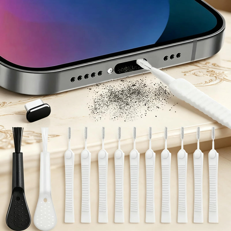 13 PCS Phone Charging Port Cleaner Kit, Anti-Clogging Speaker Port Tools | Soft Brush Foam Swabs Cleaner Kit, Universal Cleaning Supplies for Phone Tablet Headset Household Business Trip Use