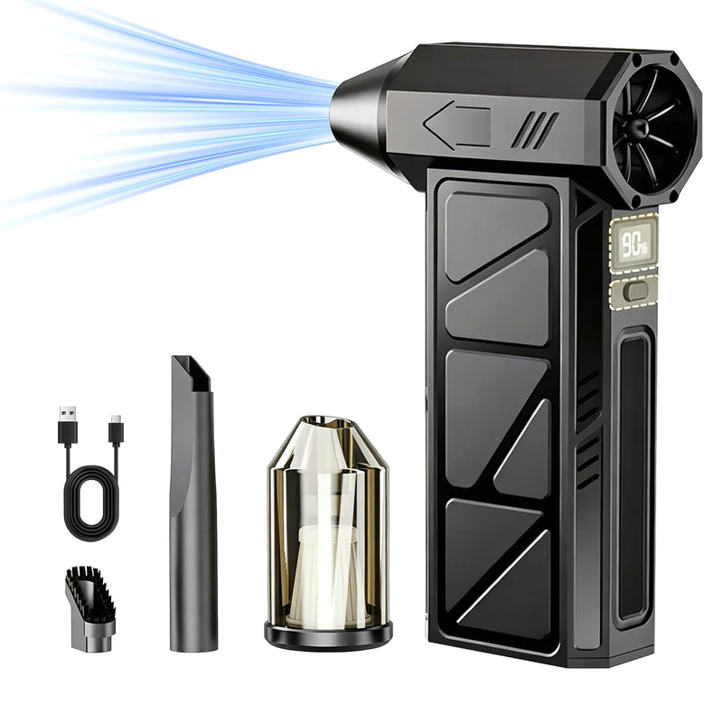 Compressed Air Duster -Turbo Fan,130000RPM Cordless Electric Air Blower | 4-speed adjustable rechargeable Air Duster for PC, Keyboards, Cars,Jet Dry Handheld Blower for Office and Home Cleaning