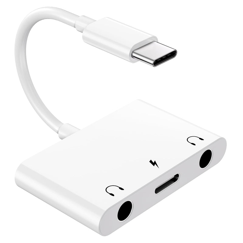 Kemsky USB C Double Headphone Splitter with PD 60W Fast Charging | 3 in 1 Type C to Dual 3.5mm Jacks Audio Adapter for iPhone 17/16/15 Pro/Max/Plus, iPad, Galaxy S23/S24/S25/S26 Ultra