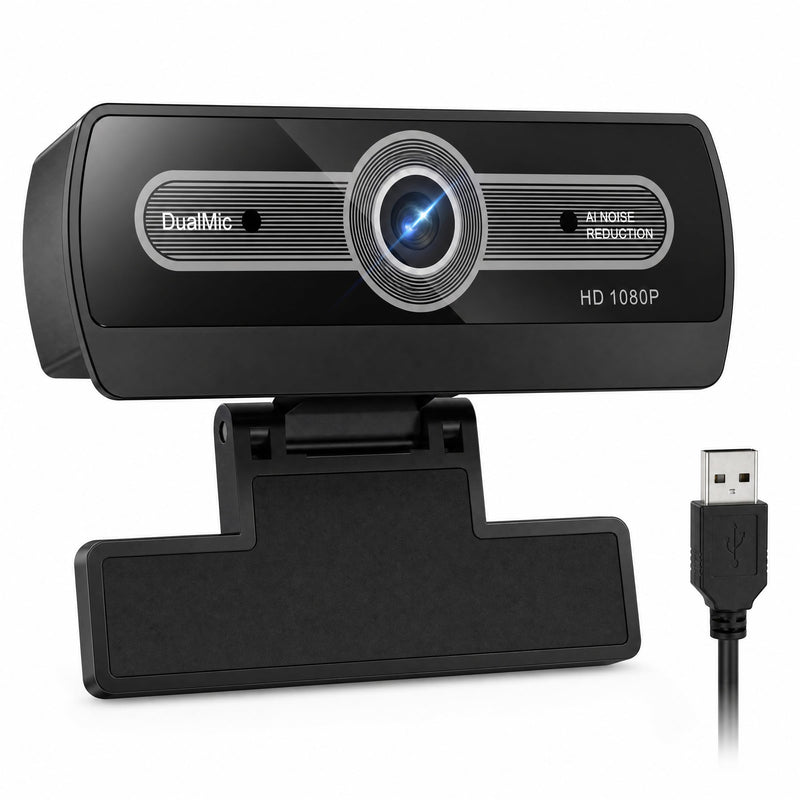 1080P Webcam with Microphone, USB Computer Camera for PC Full HD Web Cam for Desktop Computer Auto Light Adjustment Streaming Camera Plug and Play Noise Cancelling Webcam for Windows & Mac