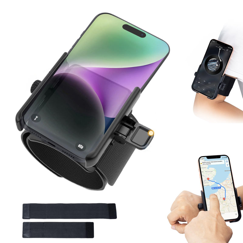 2-in-1 Wrist Strap Phone Holder for Running, Cycling, Hiking & Workouts. Secure Mount & 360° Rotatable Armband Cell phone Case Clamp, Compatible with iPhone, Samsung Galaxy and Other Smartphones