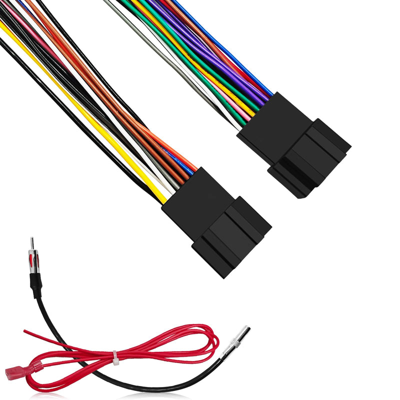 Radio Wiring Harness with Antenna Adapter Compatible with 2006-2013 GM GMC Chevy Cadillac, Aftermarket Stereo CD Player Receiver Wire Cable Adapter for Silverado Sierra Impala Yukon (4 PCS) Black