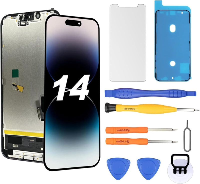 for iPhone 14 Screen Replacement 6.1" Soft OLED 3D Touch Display Assembly with Repair