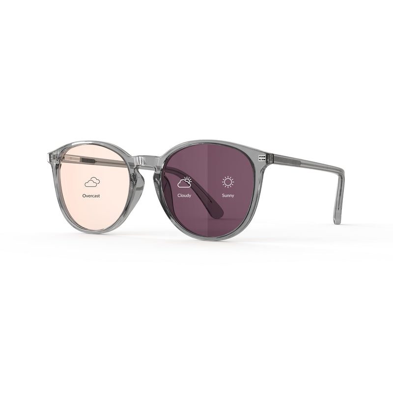 Rose Tinted Migraine Relief Glasses,Round Retro Blue Light Glasses for Light Sensitivity/Fluorescent LED/Photophobia Indoor & Outdoor - Photochromic Lens