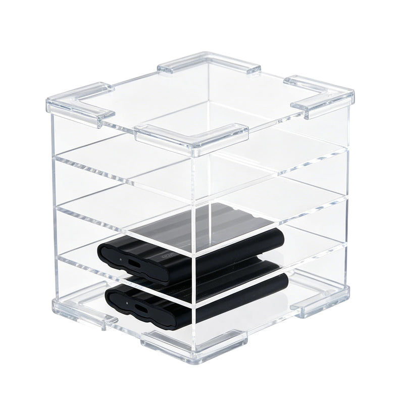 Acrylic External Hard Drive Organizer, 4-Bay Desktop Holder for HDD & SSD, Clear Portable Drive Storage