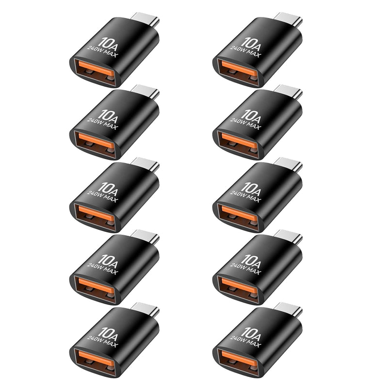 USB C to USB Adapter 10 Pack,Type C Male to USBA Female Adapter | 10Gbps High Speed Data Transfer,for MacBook Pro/Air,iPhone 17 16 Pro Max,Mac,iPad 10,Samsung Galaxy S26/S25/S24