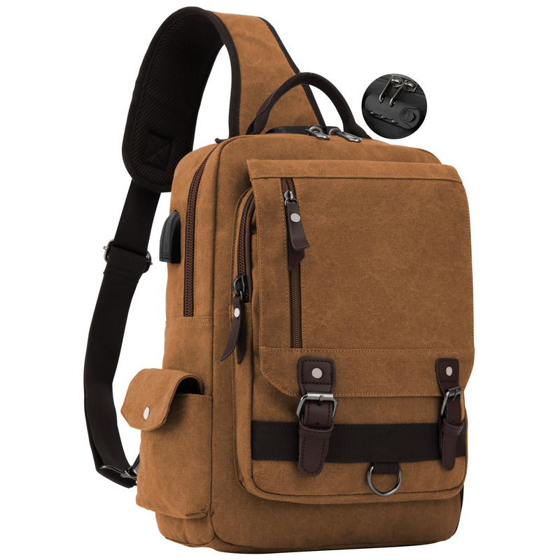 Retro Canvas Messenger Bag — Unisex Crossbody Shoulder Sling Bag for Travel, Work & Daily Use Light Brown 3 XX-Large