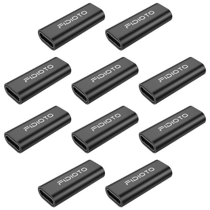 Fidoto 10 Pack USB C Female to Female Adapter, PD 3.1 USBC Coupler, 100W Type C Extender, 10Gbps Double Female Connector with 8K@60Hz Video, Data Transfer, Charging (Black) Black 10 PCS