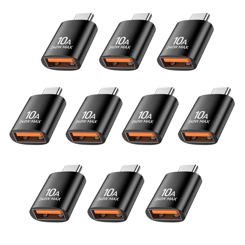 10 Pack USB C to USB Adapter,10Gbps USB A Female to USB C Male Adapter | 120W Fast Charging,Up to10Gbps Data Transfer,for iPhone17 16 Pro Max,iPad 11 10,Google Pixel10 9,Samsung Galaxy S25