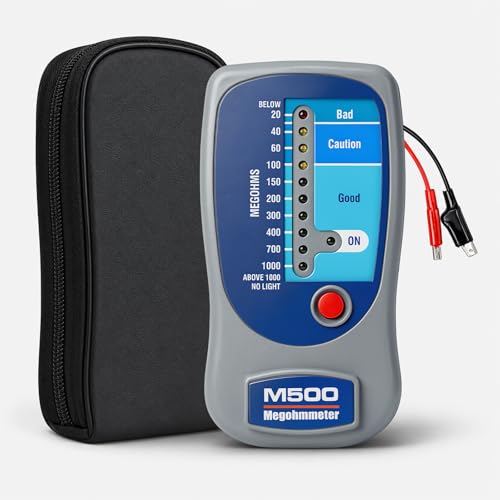 M500 Megohmmeter,Compatible with Supco M500 Electronic Megohmmeter,0 to 1000 Megohms,for HVAC,Motors,Refrigerator Compressors,500 Volts Megohmmeter,Portable Appliances,with Soft Case Insulation Tester
