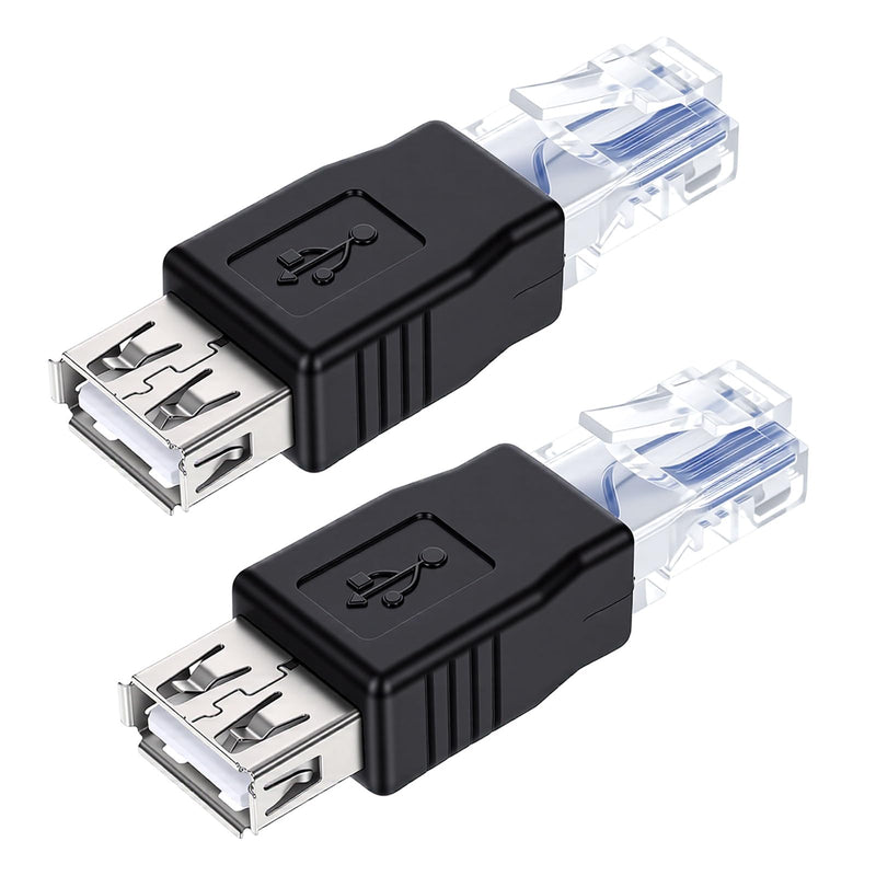 2PCS Ethernet to USB Adapter, RJ45 Internet Male to USB Female Connectorusb toPhone Jack Adapter for Computer Camera/Router/Modem/Surveillance Camera with Network Function