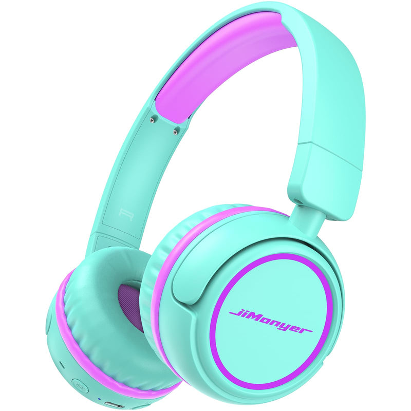 Jimonyer Kids Bluetooth Headphones for School, Travel, iPad, Tablet(Green) | 80H Playtime, Lightweight, Wireless, 85/94dB Safe Volume Limit, Bluetooth 5.4, Built-in Mic Kids Headphones for Girl Boy Greenpurple
