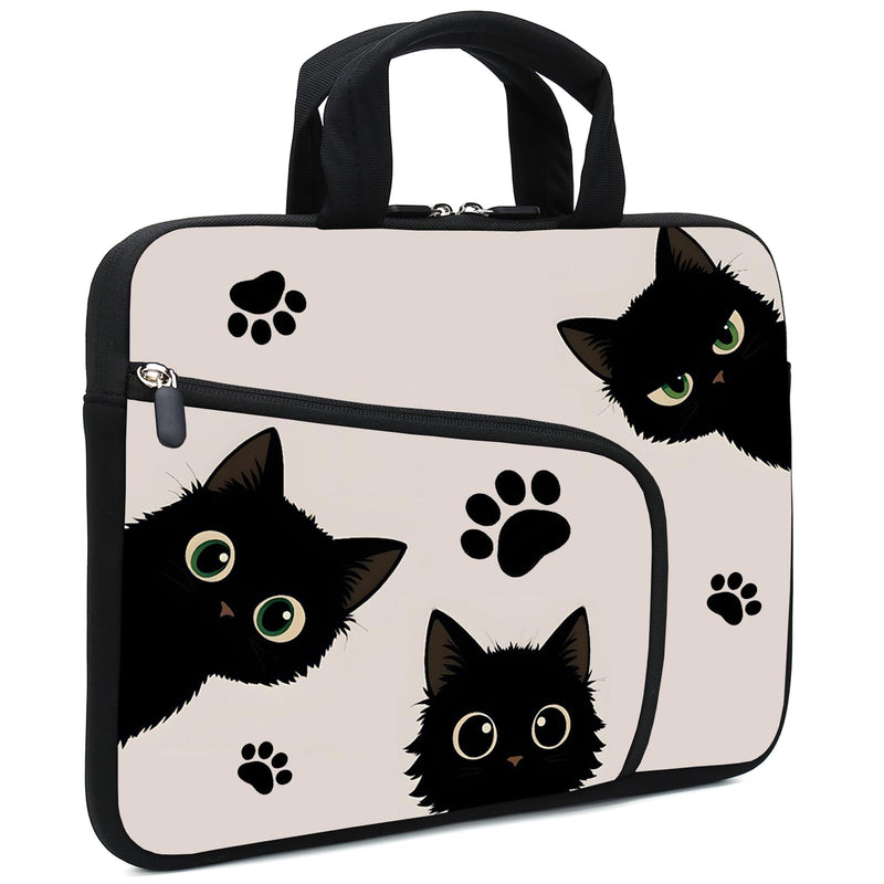 12 Inch Laptop Sleeve Carrying Bag with Handle， Front Pocket for Placing Power Adapter and Mouse for men women Cat-1