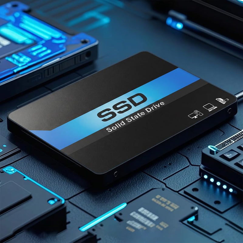 128GB 2.5" SSD SATA III Internal Solid State Drive, 550MB/s Read with 3D NAND Flash for Laptop & Desktop PC Upgrade (Blue-Black) Blue-black