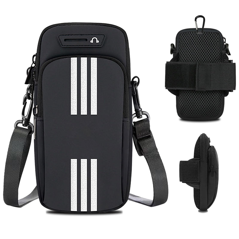 Phone Holder for Running Armband Cell Phone Purse Crossbody for Women Men Kids,iPhone 17 16 15 14 13 12 11 Pro Max Xs 16e Xr X 8 7 Plus Mini Pouch,Galaxy S26 S25 S24 Ultra Note Arm Bag Black