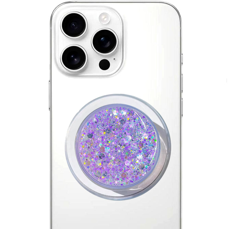 Magnetic Retractable Phone Stand, Phone Grip, Suitable for Round Foldable Phones and Tablet Accessories - Transparent ShinePowder (Magnetic Purple) Magnetic purple