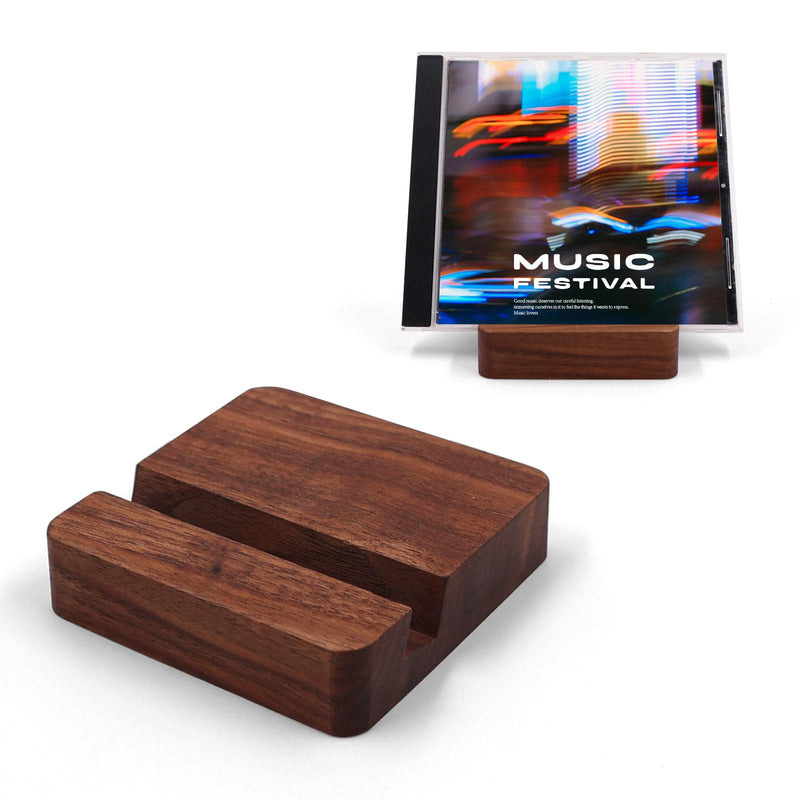 1 Pcs CD Display Rack, Solid Wood Tabletop Cd Holder Stand, Single DVD Holder for CD/DVD/Phone/Albums (Brown) Brown