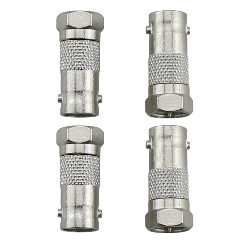 4PCS Nickel Plated Zinc Alloy F Type Male to BNC Type Female Coaxial Connector Suitable for Radio Antennas and Video Applications