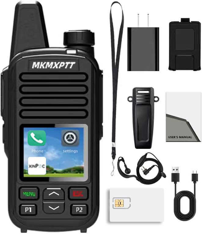 2G/4G LTE PoC Walkie Talkie Android Smart Two-Way Radio with WiFi Bluetooth Mobile Call Function 6000mAh Long Range Portable Radio【SIM Card Lifetime Free】