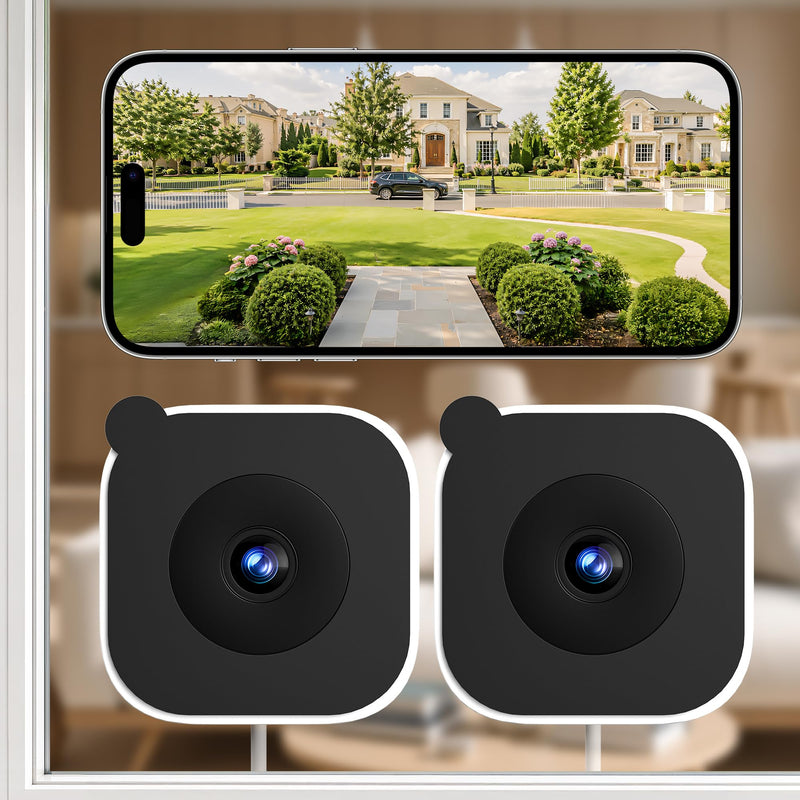 2K No-Drill Window Camera, WiFi Window Cameras for Home Security, 2 Pack | 2.4GHz & 5GHz WiFi, Anti-Glare, Magnetic Mounted, Color Night Vision, 24/7, Apartment Security, Human & Motion Detection