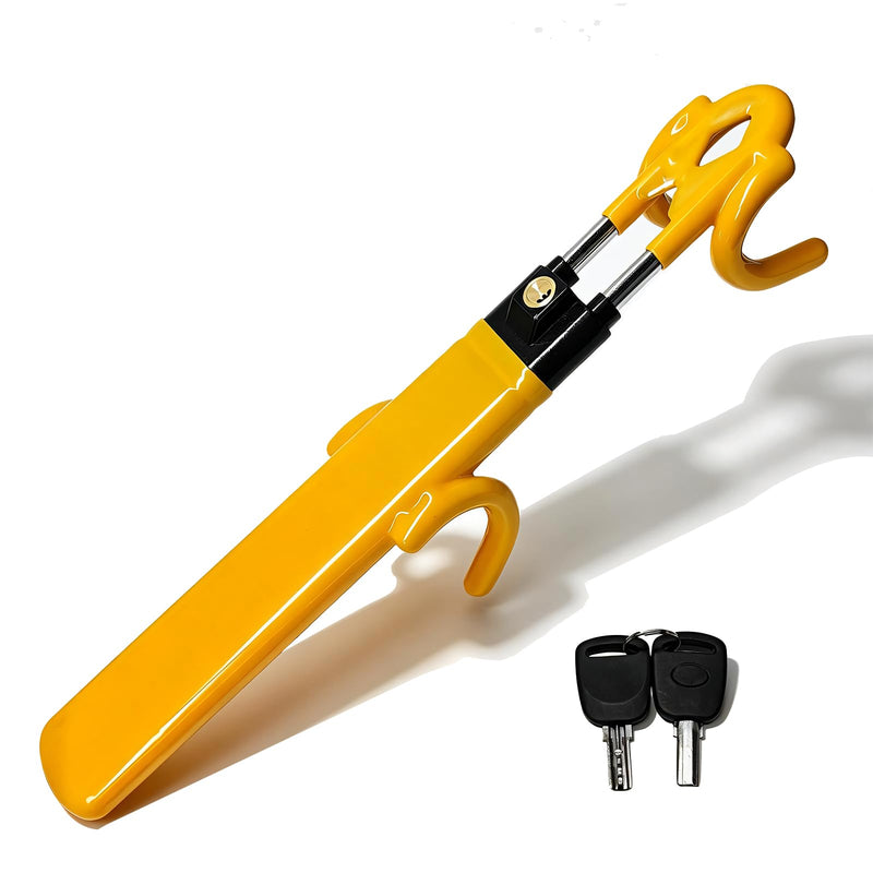 Steering Wheel Lock, Heavy Duty Anti-Theft Device Security Wheel Locking with 2 Keys, Adjustable Length Great Deterrent Wheels Lock for Truck SUV Van, Car Accessories (Yellow) Yellow