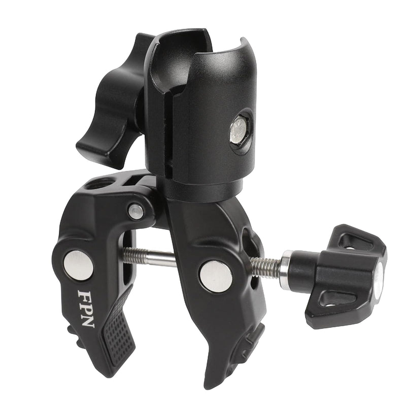 All-Metal Handlebar Clamp Base Mount with Adjustable Single Socket Arm, Fits 0.5-1.77" Round Rails, Compatible with RAM Mounts, 1" Ball Motorcycle Bike Phone Holder