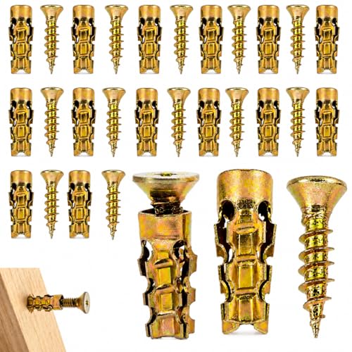 6×14mm Short Expansion Screw Set for Cabinet Hinge Repair and Stripped Thread Restoration, Secure Cabinet Door Fastening, Suitable for Tile Stone Wood and More (30pcs) 30pcs
