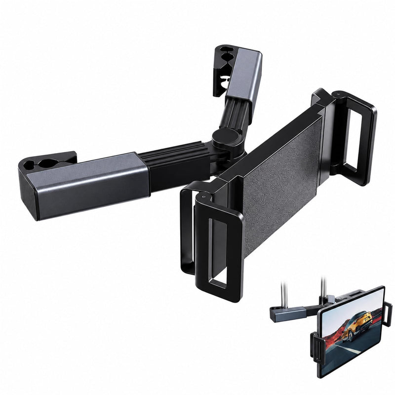 Car Headrest Tablet Holder Universal | For Backseat Entertainment, 360 Rotating Mount with Metal Hooks, Fits 4.7-11 Inch Tablets and Phones, No Tools Needed