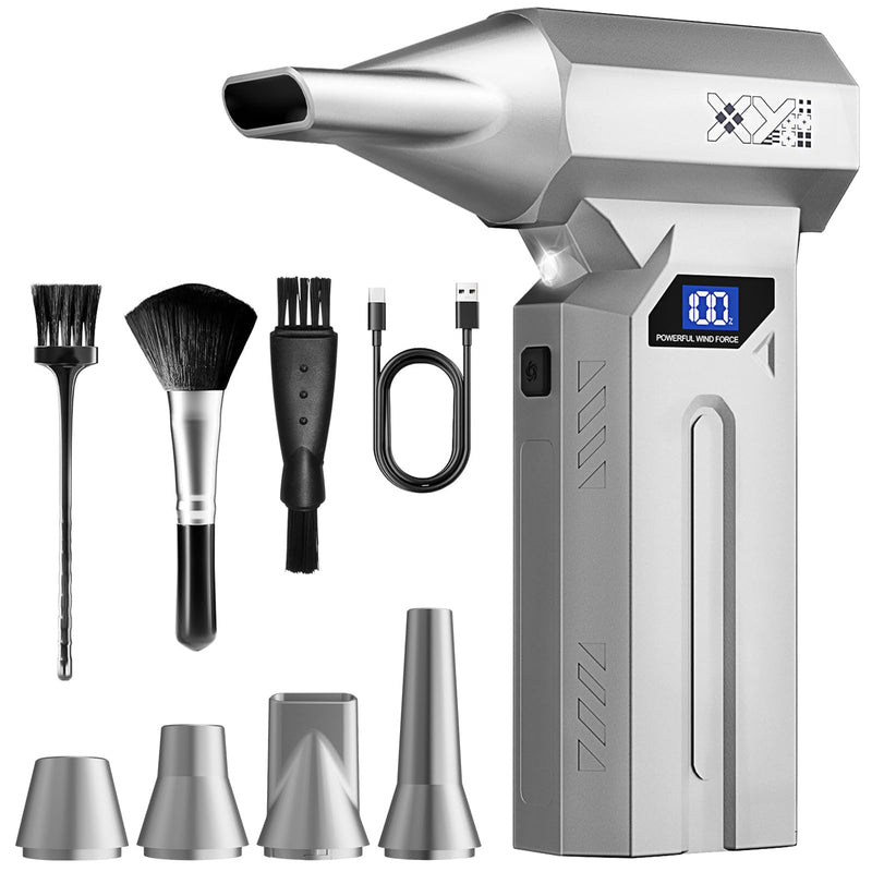 Compressed Air Duster, 150000RPM Powerful Electric Air Duster, 4-Gears Adjustable Cordless Air Blower with LED Light, Rechargeable Dust Blower for Computer, Keyboard, Outdoor