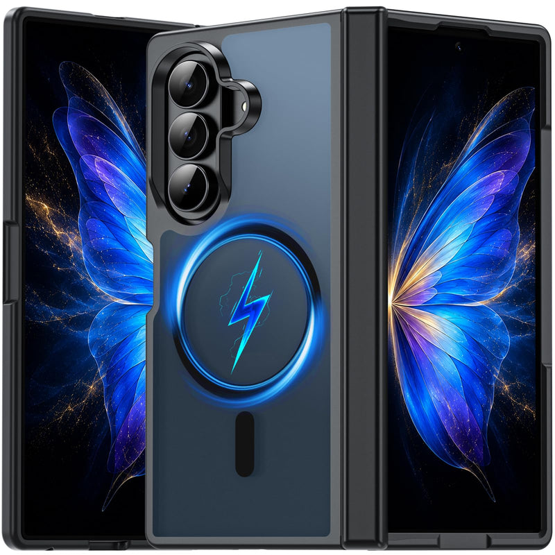 OWKEY for Samsung Galaxy Z Fold 8 Ultra|Fold 7 Case Compatible with MagSafe,[Full Hinge Protection] Magnetic Shockproof Military Translucent Matte Bumper Cover Phone Case for Z Fold 8 Ultra|7 5G,Black Galaxy Z Fold 8 Ultra/Fold 7
