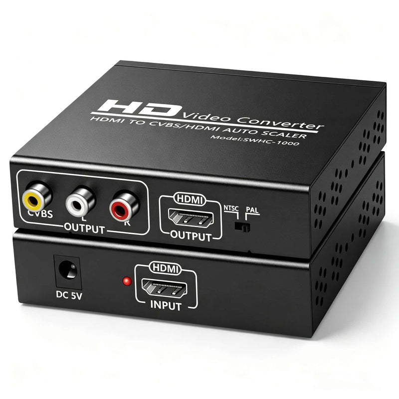 HDMI to RCA and HDMI Adapter Converter, 3RCA CVBS AV Composite Video Audio Adapter/Splitter, Support 1080P, PAL, NTSC, for HD TV, Older TV,Camera, Monitor, etc HDMI-01