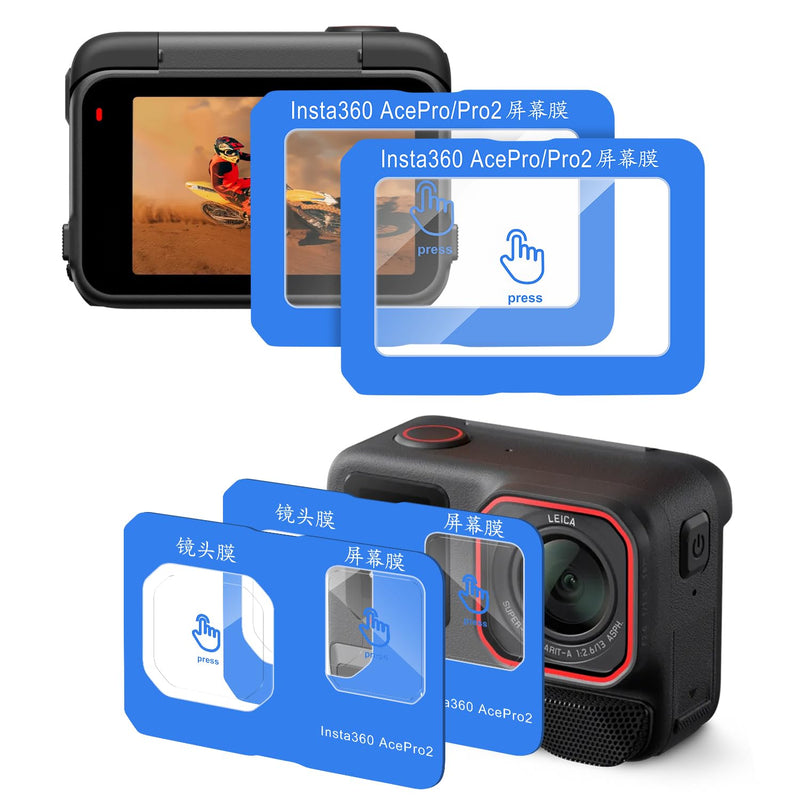 4 pcs Lens Screen Protector made for Insta360 Ace Pro 2 | [Camera Tempered Glass], [Alignment Kit Eazy installation], 9H Hardness, Anti-Scrach, Anti-Bubble, Easy Install