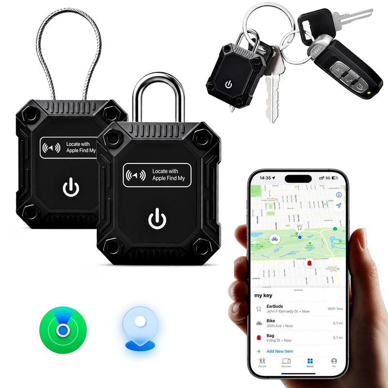 Tracker Tag 2 Pack(iOS Only), Bluetooth Trackers for Apple Find My, 7-Year Battery Life, IP68 Waterproof, Item Finders Smart Tag for Keys, Luggage, Backpack-[Apple MFi Certified] 2 PCS