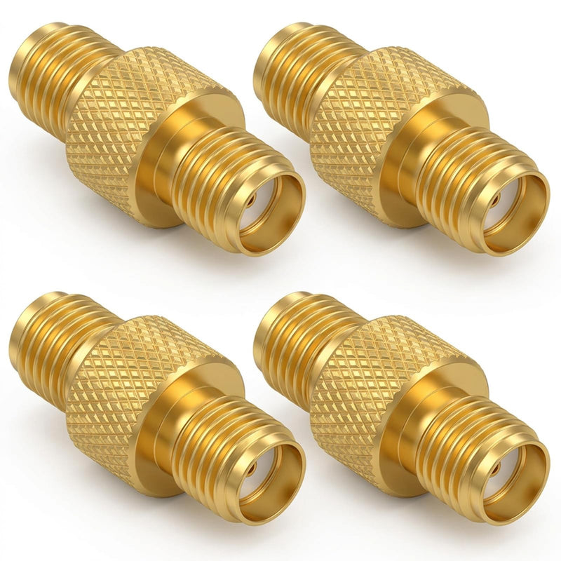 4 Pack SMA Connectors, Female to Female Coaxial Adapter, SMA Adapter, Gold Plated Antenna Connector