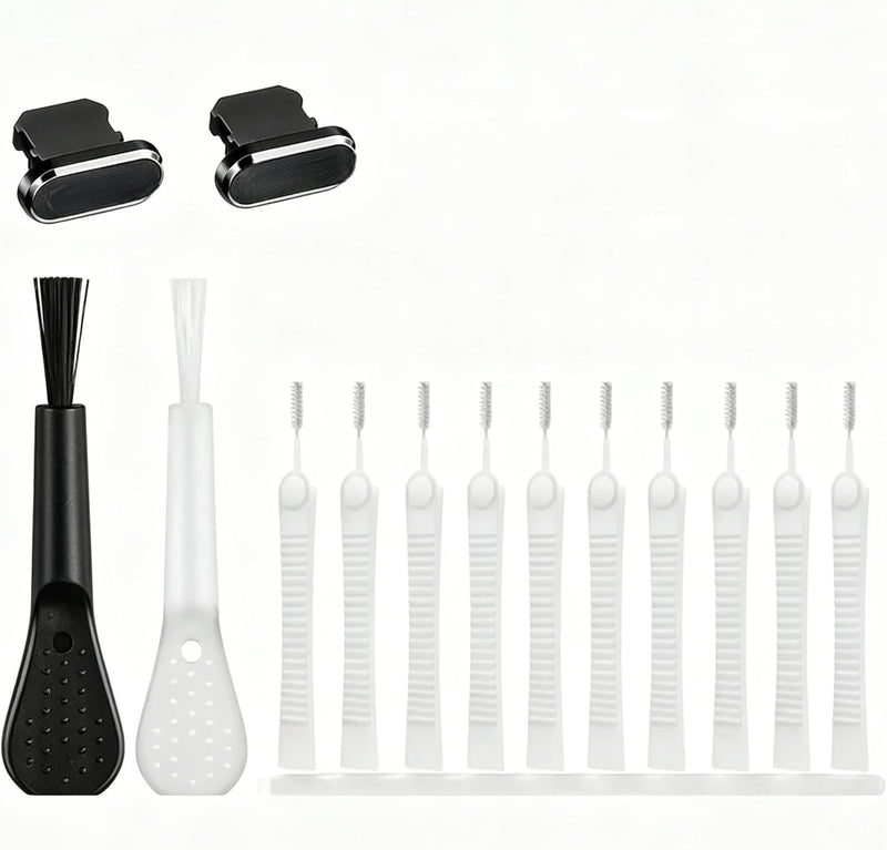 1 Set Professional Charging Port Cleaning Kit Electronic Cleaner, Black | Black Multi-Function Electronic Cleaning Kit, Charging Port Brush And USB C Dust Plug For Phones, Laptops And Earphones