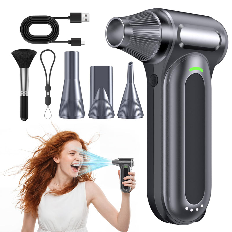 Compressed Air Duster, 170,000 RPM Electric Air Duster with Brushless Motor, 4-Speed Cordless Rechargeable Air Blower for Keyboard, PC, Car - Electronics, Canned Air Alternative Onyx Gray