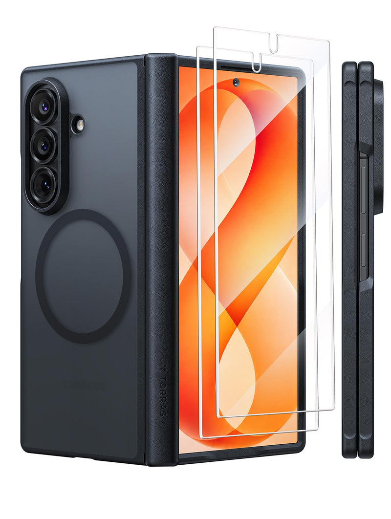 TORRAS Magnetic Slim for Samsung Galaxy Z Fold 8 Ultra Case Matte Black . | 2x Screen Protector Included, Fit for MagSafe, 4X Military Grade Hinge Protection Shockproof, Translucent, Silk-Smooth Feel