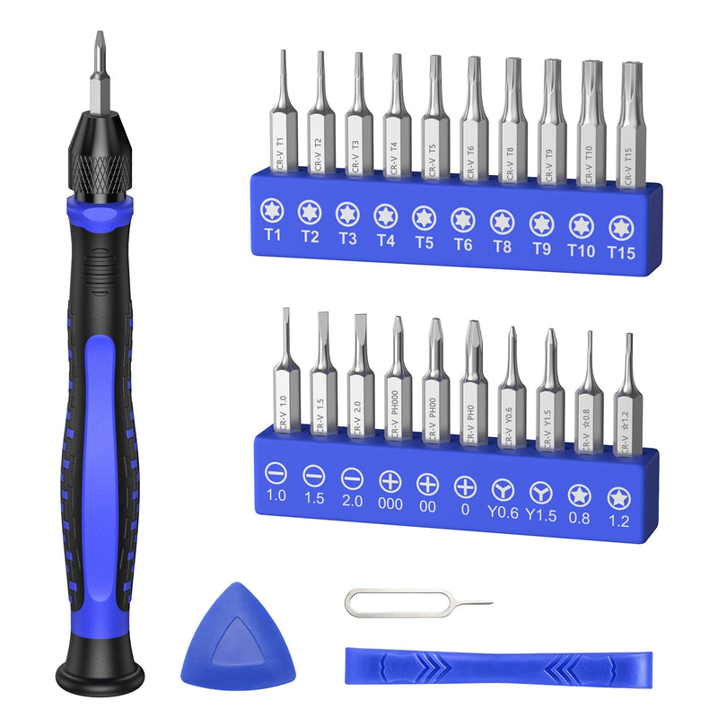 ORIA Small Precision Screwdriver Set, Mini Repair Tool Kit for Phone, PC, Computer, Laptop, Xbox, Switch, Glasses, Watch, Electronics, DIY, Pocket Repair Tools with Torx Phillips Flat and More Blue 24-IN-1