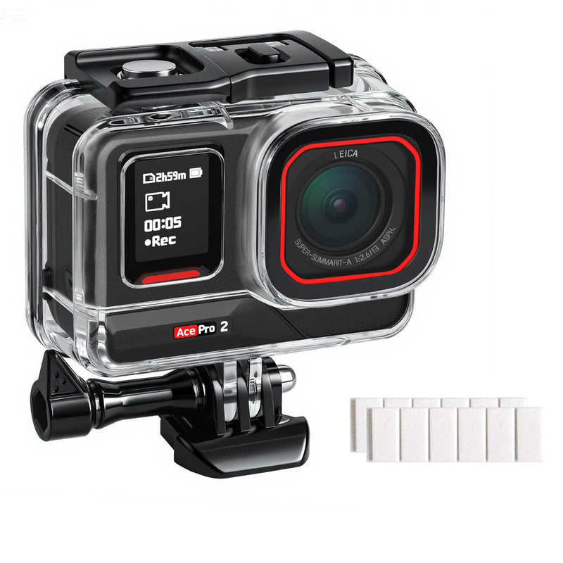 FitStill Waterproof Housing for Insta 360 Ace Pro 2/Ace Pro,50M/164FT Underwater Pressure Resistant Underwater Diving Protective Case Double Cold Shoe Design ace pro2 Accessories ace pro2&ace pro Case