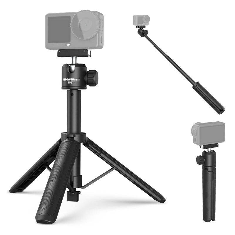 NEEWER Basics Action Camera Selfie Stick Tripod Compatible with DJI Osmo Action 6 Osmo 360 Nano, 8.1-21.3in Desk Stand with Quick Release Magnetic Mount Adapter & Ball Head for Video Recording, TP57
