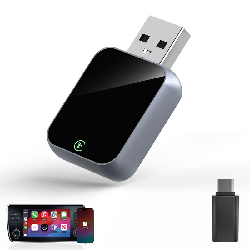2026 Upgraded Wireless CarPlay Adapter for Factory Wired CarPlay Cars, Fast 5GHz WiFi Smart Car Audio Dongle, Plug & Play, No Audio Delay, Low Latency, Mini Size,Black Black