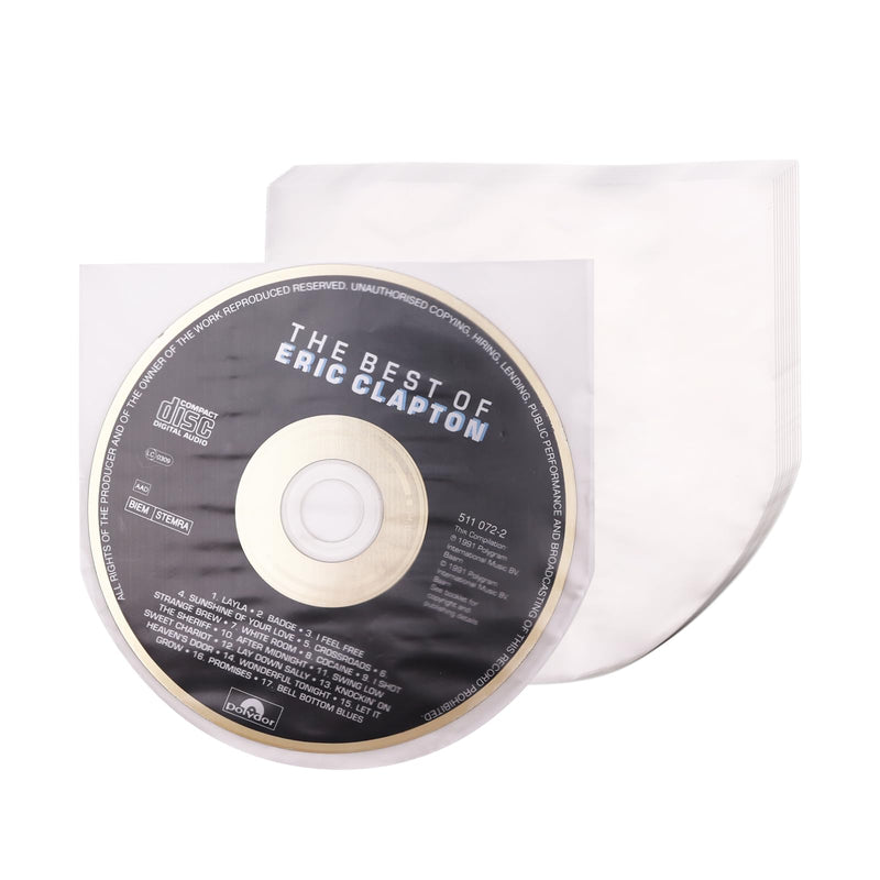 50 PCS CD/DVD Inner Sleeves – Anti-Static Round Bottom Clear Transparent Plastic Sleeves for 5-Inch CD, DVD, Mini LP Storage, Protect Discs for Album or Jewel Case 50