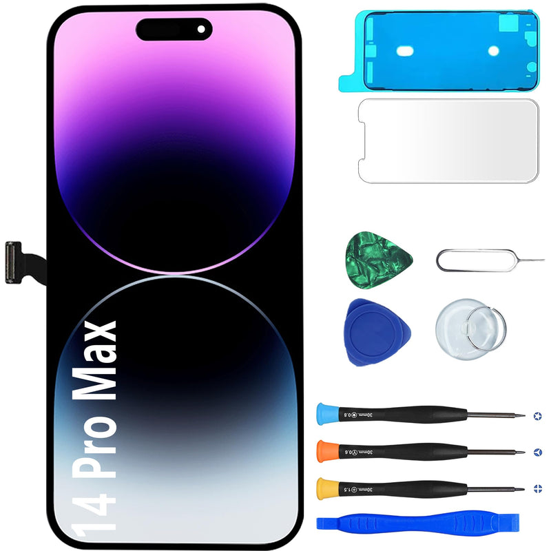 MP+ for iPhone 14 Pro Max Screen Replacement,[Face ID] 3D Touch Screen Display Digitizer Assembly with Waterproof Adhesive Tape and Repair Tools Kit | LCD Touch Digitiser,Face ID Compatible,Haptic Touch,Complete Repair Kit