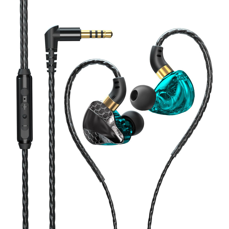 HiFi In-Ear Wired Headphones, Fixed Cable IEM with Mic, Gaming Earbuds | 3.5mm Jack;with Graphene Diaphragm；Rich Bass, Warm Midranges, Crisp Trebles；for Musicians,Singers and Gamers Blue