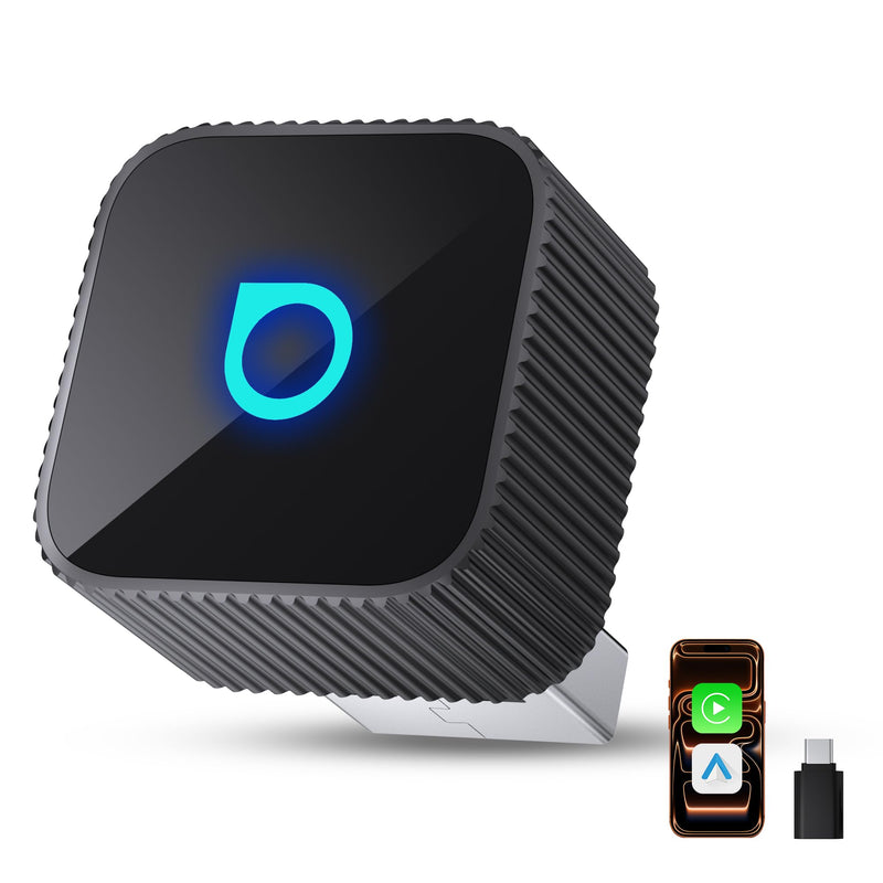 OTTOCAST Mini Slim Wireless CarPlay Adapter & Android Auto Adapter | Mini Cube 2-in-1 Adapter for Cars with Factory Wired CarPlay/Android Auto, 5GHz WiFi, Bluetooth 5.0, 5s Auto Reconnect Black
