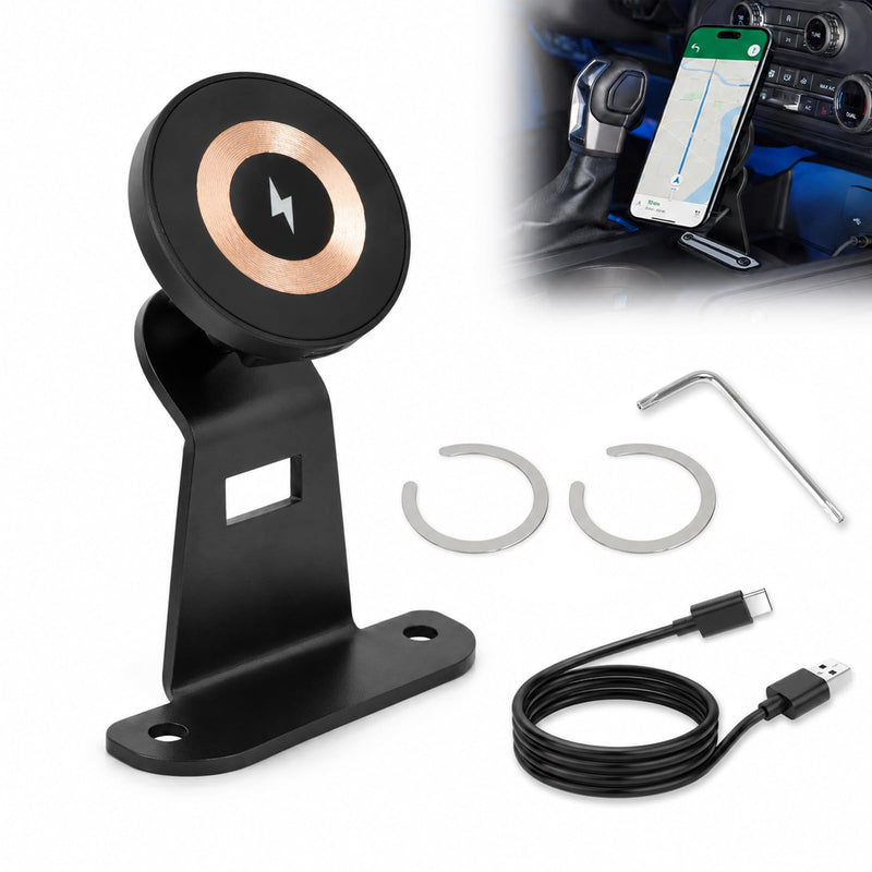 Wireless Charger Phone Mount Fit for Ford Bronco 2021-2026 | 360° Adjustable Magnetic Phone Holder, with Magnetic Ring, Fit for Any Magnetic Charging Mobile Phone